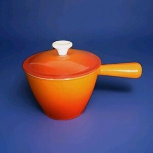 MCM Cast Iron Hot Orange 🧡 ♥️ Gradient Pot with Lid Made In Japan 1.5 Liter